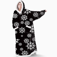 Couverture portable à capuche en polaire berbère de polyester, à manches longues, coupe ample et extra large, pour cadeau de festival des flocons de neige, vente en gros