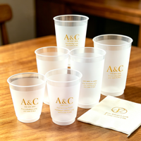 Gobelet en plastique givré 12 oz 14 oz 400 ml 450 ml pour mariage, personnalisable avec motifs, date et armoiries