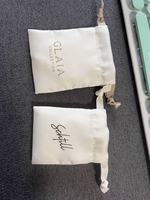 Pochette à bijoux en satin imprimée à l'écran avec logo personnalisé, recyclable, marque OEM, petits sacs à cordon pour emballage de luxe