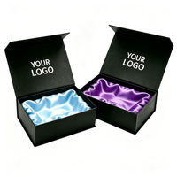 Boîte cadeau rigide de luxe avec logo personnalisé, boîte pour perruque, boîte pour vêtements, avec doublure en satin, disponible en plusieurs couleurs.