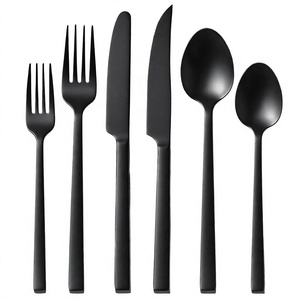 Juego de Cubiertos Allahome de Acero Inoxidable Resistente, Hechos a Mano, con Acabado Negro Satinado, Aptos para Lavavajillas, Estilo Contemporáneo - Product Image 2