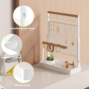 IOAIANIA Jewelry Organizer Stand With 9 Hooks And Mesh Panel For Necklaces Earrings Bracelets <b>Watches</b> And Cosmetics Storage - Product Image 4
