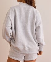 Ensemble de survêtement 2 pièces personnalisé pour femme avec sweat-shirt à col montant à manches longues et patch lettre 'America' et short à taille élastique - Fabricant