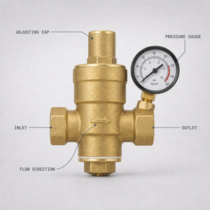 Réducteur <span class=keywords><strong>de</strong></span> <span class=keywords><strong>pression</strong></span> d'<span class=keywords><strong>eau</strong></span> en laiton avec manomètre réglable pour système d'irrigation par aspersion <span class=keywords><strong>de</strong></span> pelouse - Product Image 3