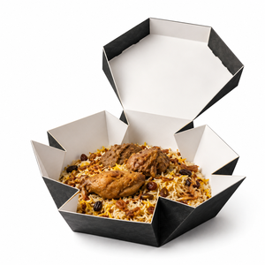 Caja de Almuerzo Desechable con Logotipo Personalizado, Contenedor Octagonal Plegable de Papel para Llevar, para Pollo Asado, Bukhari, Mandi, Arroz - Product Image 4