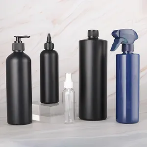 Nhà Sản Xuất Tùy Chỉnh Bán Buôn Rỗng Đen 100Ml 250Ml 8Oz 16Oz 500Ml 1L Phun Chai PP HDPE Pet Nhựa Dầu Gội Đầu Chai