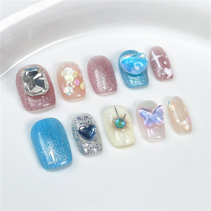 Summer Lovely Short Square Soft <span class=keywords><strong>Gel</strong></span> Press-On Acrylique <span class=keywords><strong>Ongles</strong></span> de doigt Faits à la main Vente en gros <span class=keywords><strong>Faux</strong></span> <span class=keywords><strong>ongles</strong></span> <span class=keywords><strong>Ongles</strong></span> artificiels - Product Image 5