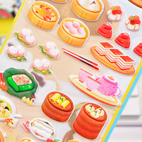 Autocollants 3D en mousse imperméables, motif dessin animé, pour loisirs créatifs, autocollants gonflés réutilisables pour scrapbooking, Kawaii, thème alimentaire, dessert, hamburger, autocollant bulle