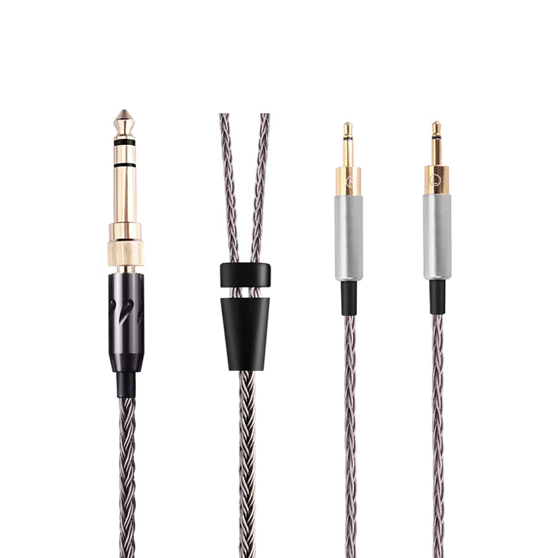 Replace Cable 16 Core 6.35mm Large Plug Stereo Single Crystal Copper Silver Plating For Sennheiser HD700 Headset