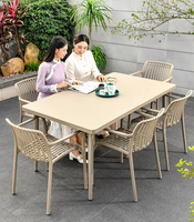 Ensemble de salle à manger de jardin en alliage d'aluminium 4 places, table et chaises mobiles, style minimaliste moderne pour terrasse et balcon