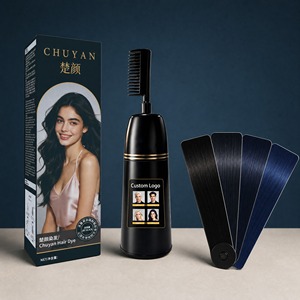 Crème colorante permanente pour cheveux noirs foncés, avec brosse intégrée, couleur permanente, approvisionnement direct pour femmes et hommes - Product Image 1