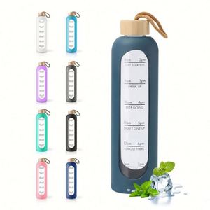 Bouteille d'eau en verre de haute qualité, écologique, portable, avec couvercle en silicone, durable, personnalisable - Product Image 1