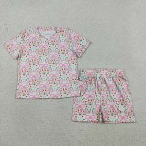 Conjuntos de Ropa para Bebés Niñas al por Mayor, Top con Flores y Mariposas Coloridas y Pantalones Cortos Holgados, 2 Piezas - Product Image 6