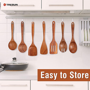 Prix d'usine, ensemble d'ustensiles de cuisine en teck naturel de 15 pièces, outils de cuisson multifonctionnels avec emballage personnalisé - Product Image 5