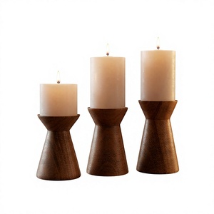 Support de bougie chauffe-plat AWE fait main, style élégant, avec pilier rond en métal et verre brun poli, pour décoration de table à la maison - Product Image 1
