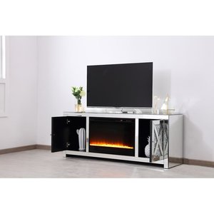 Luxury 2 Door Crystal Mirror Crushed Diamond Insert Fireplace Surround <strong>Electric</strong> <strong>Fire</strong> <strong>TV</strong> <strong>Stand</strong> for Farmhouse Bedroom Living Room - Product Image 3