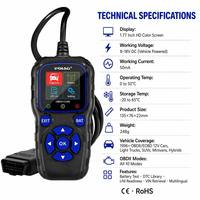 Lector de Códigos OBD2 UDIAG CR720, Escáner de Diagnóstico para Auto, Probador de Batería, Pantalla de 1.77 Pulgadas, 10 Modos, Consulta de DTC para Vehículos de 12V