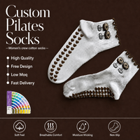 Ventes directes usine, conception personnalisée gratuite, chaussettes de Pilates pour femmes de haute qualité, avec logo personnalisé, chaussettes de yoga et Pilates à motif uni, coupe mi-mollet, avec revers à volants et grip, collection Printemps