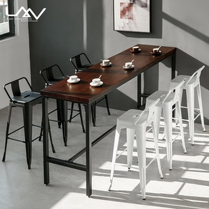 Modern tasarım endüstriyel Cafe Restaurant Bar tabure restoran yüksek ahşap Bar yüksekliği sandalyeler ve masalar - Product Image 2
