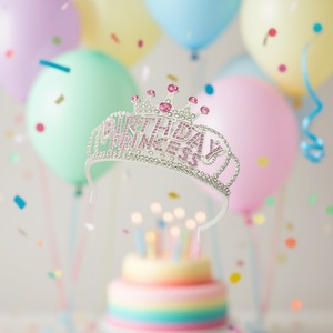 Corona Rosa de Aleación EB de 5.2 Pulgadas con Pedrería, Tiara para Fiesta de Cumpleaños, Accesorio para el Cabello, Joyería - Product Image 2