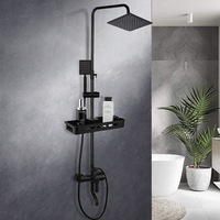 HLK Kits de robinets de douche en laiton pour salle de bains moderne Ensemble de robinets mitigeurs à effet pluie Ensemble de robinets de douche mural noir Céramique polie