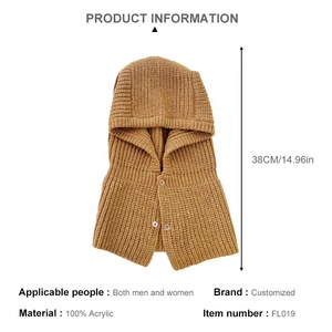 Вязаная балаклава-маска для лица, дизайнерская, тонкая, теплая, оптом, стильная, женская, на заказ, с 1 отверстием, OEM, акриловая, для спорта - Product Image 4