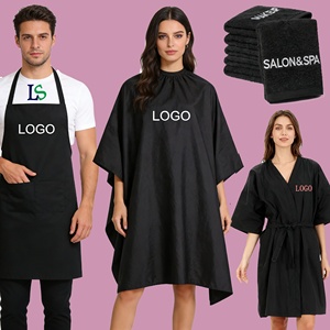 Capa <span class=keywords><strong>de</strong></span> Barbería con Logotipo Personalizado, Impermeable, <span class=keywords><strong>de</strong></span> Poliéster, 160*140cm, Cuello Ajustable con Broches, para Peluquería - Product Image 2