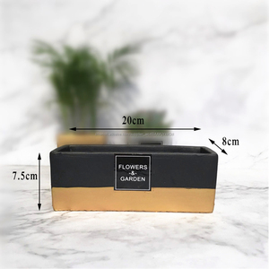 rectangulaire or détails en argent <span class=keywords><strong>noir</strong></span> blanc pots de fleurs de ciment béton succulente planteur - Product Image 2