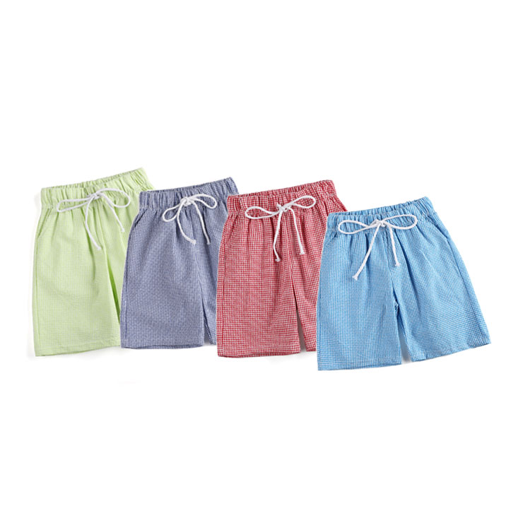 Нет минимального заказа, детская одежда, пляжные Дизайнерские летние короткие клетчатые шорты унисекс с высокой талией для мальчиков