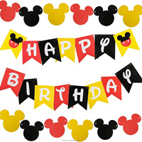 Décorations de fête d'anniversaire pour enfants sur le thème de la souris, fournitures pour fête d'Halloween, décoration de gâteau, bannière d'anniversaire, ballons en latex Mickey Minnie