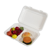 Boîte à lunch biodégradable personnalisée pour la restauration rapide, boîte à hamburger en bagasse de 6 pouces, emballage en canne à sucre pour hamburgers