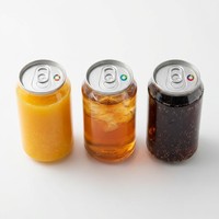 Canette en PET transparente imprimée sur mesure, jetable, avec couvercle en aluminium à ouverture facile pour boissons froides et emballage d'aliments secs