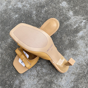 Fashion Summer Bowknot Open Toe <strong>Ladies</strong> Low Thin Heels Sandal Shoes Casual <strong>Mules</strong> Women Slip on Square Toe Sandals and <strong>Slippers</strong> - Product Image 5