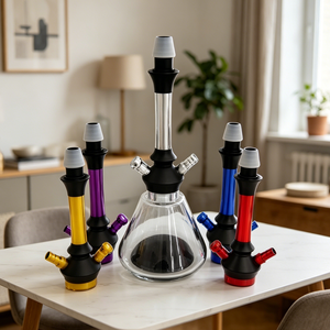 Cachimbas Portátiles de Aluminio de Colores Mixtos al por Mayor de China con 2 Mangueras, Estilo Árabe con Acabado Esmerilado - Product Image 3
