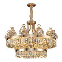 Luxe Or K9 Led Moderne Couronne Cristal Anneau Rectangulaire Plafond Lustre Suspension pour Salon