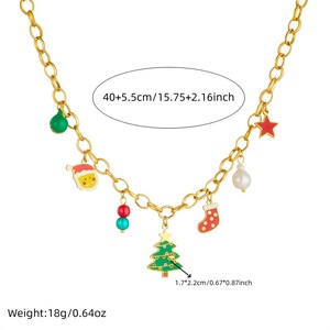 Christmas Tree Necklace Earrings <b>Bracelet</b> <b>Set</b> Stainless Steel Women's Jewelry Gift Fashion Cartoon Style Accessories - Product Image 5
