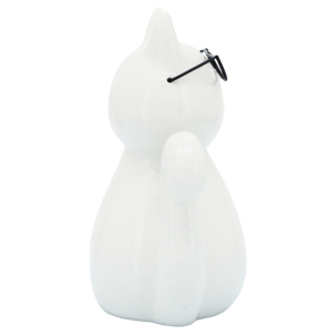 Statuetta di Gatto con Occhiali, Scultura Animale in Porcellana per Arredamento Casa e Ufficio, Statua Glamour da Esposizione - Product Image 4