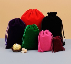 Custom Logo Suede Pouch Velvet Fabric Jewelry Drawstring Bag Velour Make Up Gift Bag Storage Packaging Cosmetic Velvet Bags