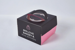 SGP vente en gros de boîtes à pâtisserie jetables en papier kraft récipient alimentaire en papier d'art recyclé avec impression de gaufrage et poignées - Product Image 3