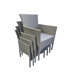 Best Seller Modern Comfortable All-Weather <b>Stackable</b> Rattan <b>Chair</b> with Polyester Cushion for <b>Garden</b> Patio Courtyard Leisure - Product Image 1