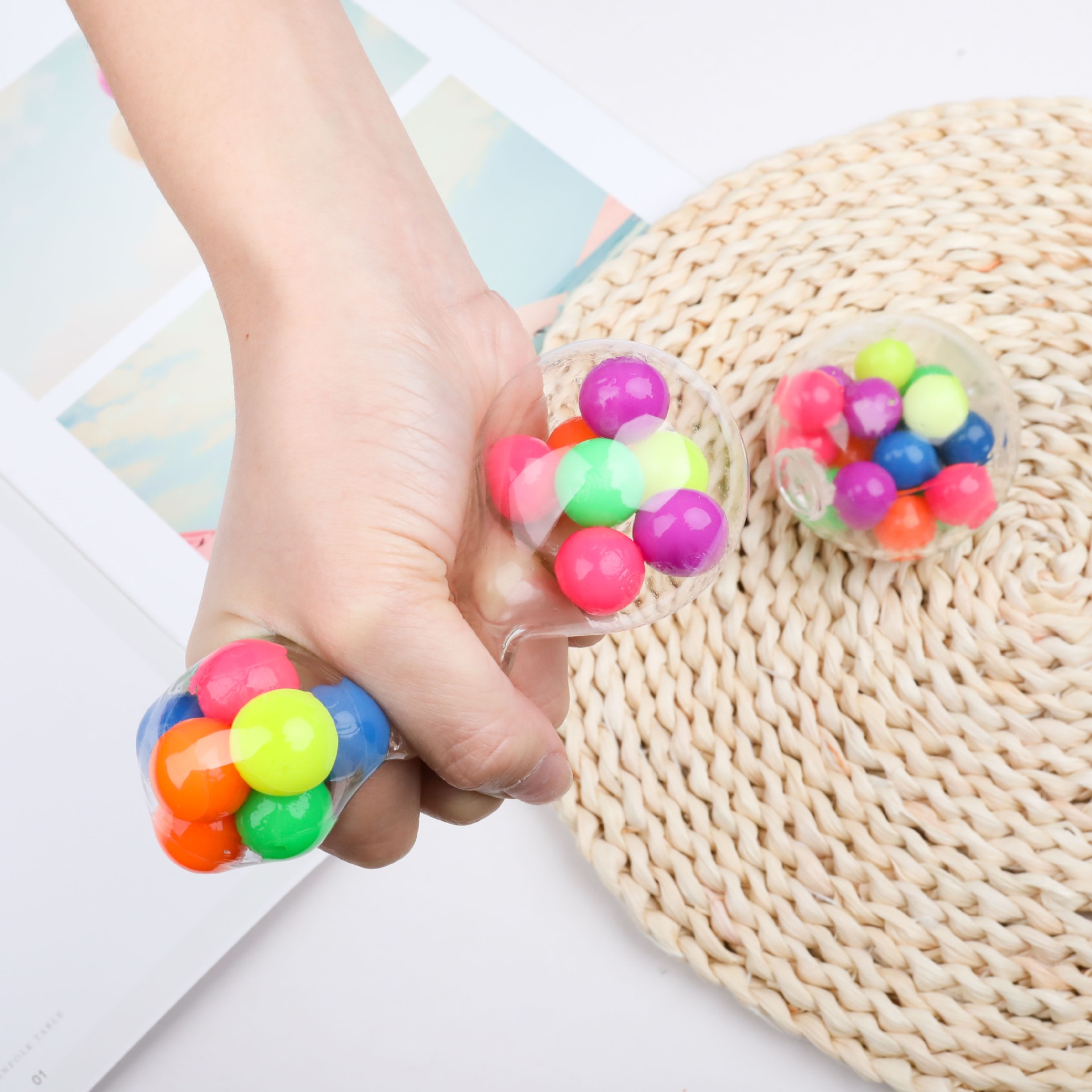 2021 креативные радужные цветные бусины, Софтбол, выдавливаемый мячик для снятия стресса, цветные бусины, Непоседа, мячи для снятия стресса, липкие игрушки