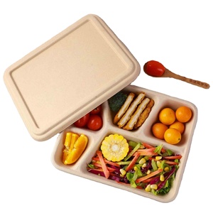 Venta Directa de Fábrica: Envases de Alimentos Desechables Biodegradables de Pulpa de Bambú de 5 Compartimentos para Pedidos para Llevar - Product Image 1