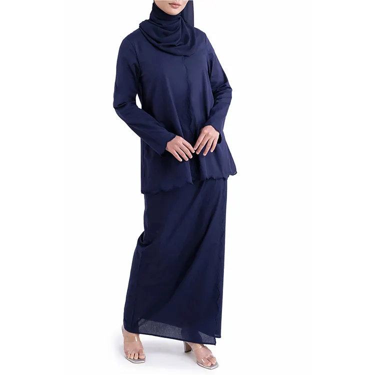 ODM venta al por mayor ropa musulmana tradicional blusa de mujer ropa islámica Baju Kurung 2PCs Dubai Abaya