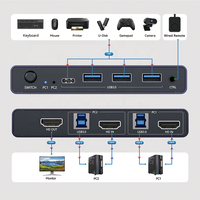 Commutateur KVM HDMI 2 ports, 4K 60Hz, pour 2 ordinateurs, partage 1 moniteur et clavier/souris avec contrôleur filaire, Plug and Play