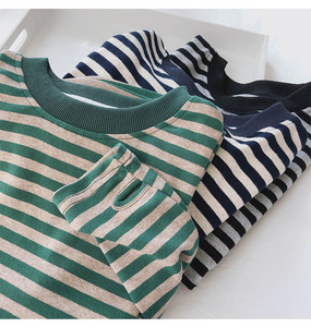 <span class=keywords><strong>T</strong></span>-<span class=keywords><strong>shirt</strong></span> in <span class=keywords><strong>cotone</strong></span> con pettine personalizzato con logo personalizzato da <span class=keywords><strong>donna</strong></span> magliette a righe Casual a maniche lunghe di alta qualità - Product Image 1