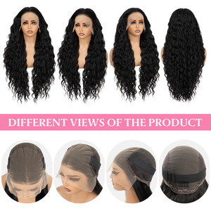 Perruque synthétique transparente 13x6 en dentelle frontale sans colle, effet Super Wave, résistante à la chaleur, en fibre Kanekalon Futura, pour femmes, vente en gros - Product Image 5