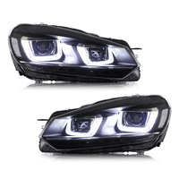 Ensemble de phares LED pour VW Golf 6 MK6 2010-2014, lentille de projecteur double effet œil de démon, feux de jour LED, clignotants séquentiels
