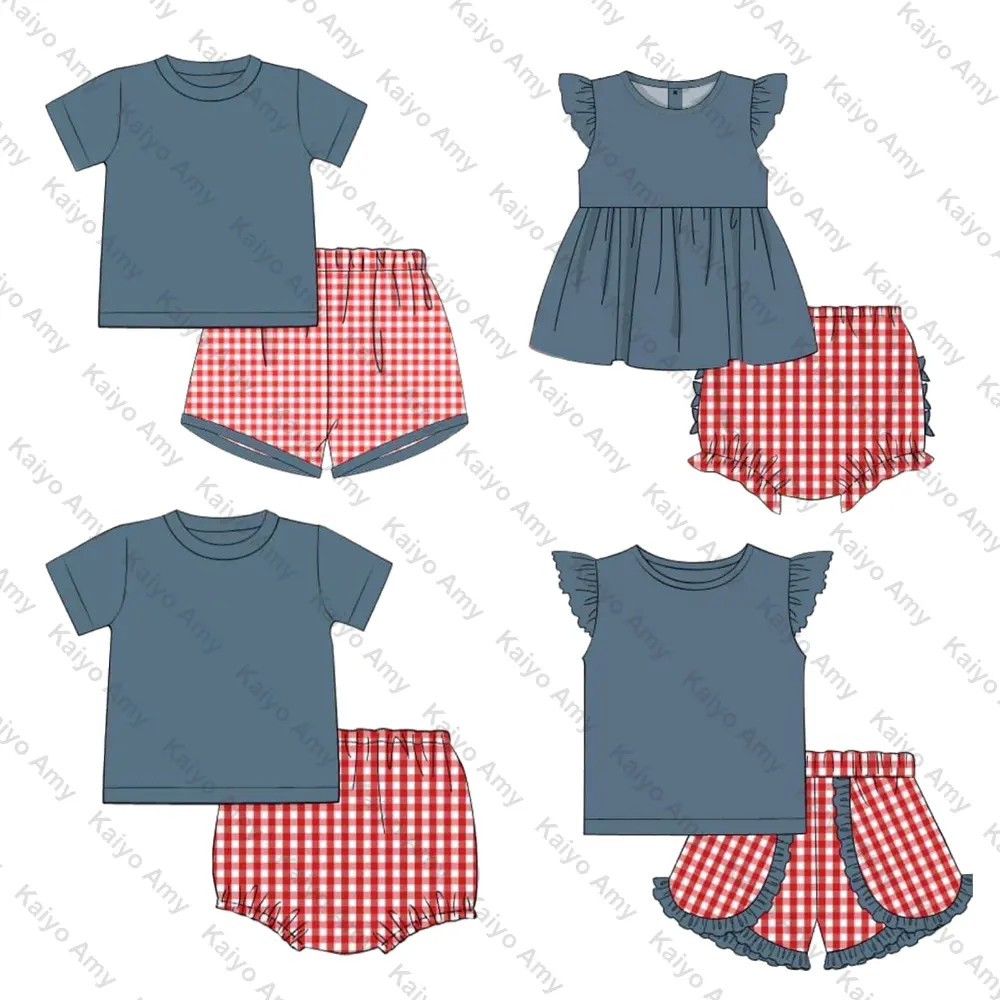 キッズブティックスモック服セットコットンニット夏の赤ちゃんの女の子のための服2個の男の子のスーツ