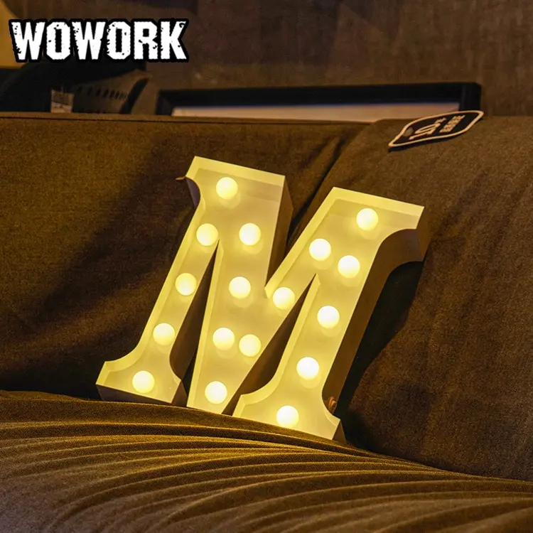 2024 WOWORK iluminado vintage Navidad Boutique Logo marca letras luces