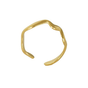 Wavy <b>Titanium</b> Steel <b>Ring</b> Gold Women's Adjustable Fashion Jewelry Gift ZR650G - Product Image 5